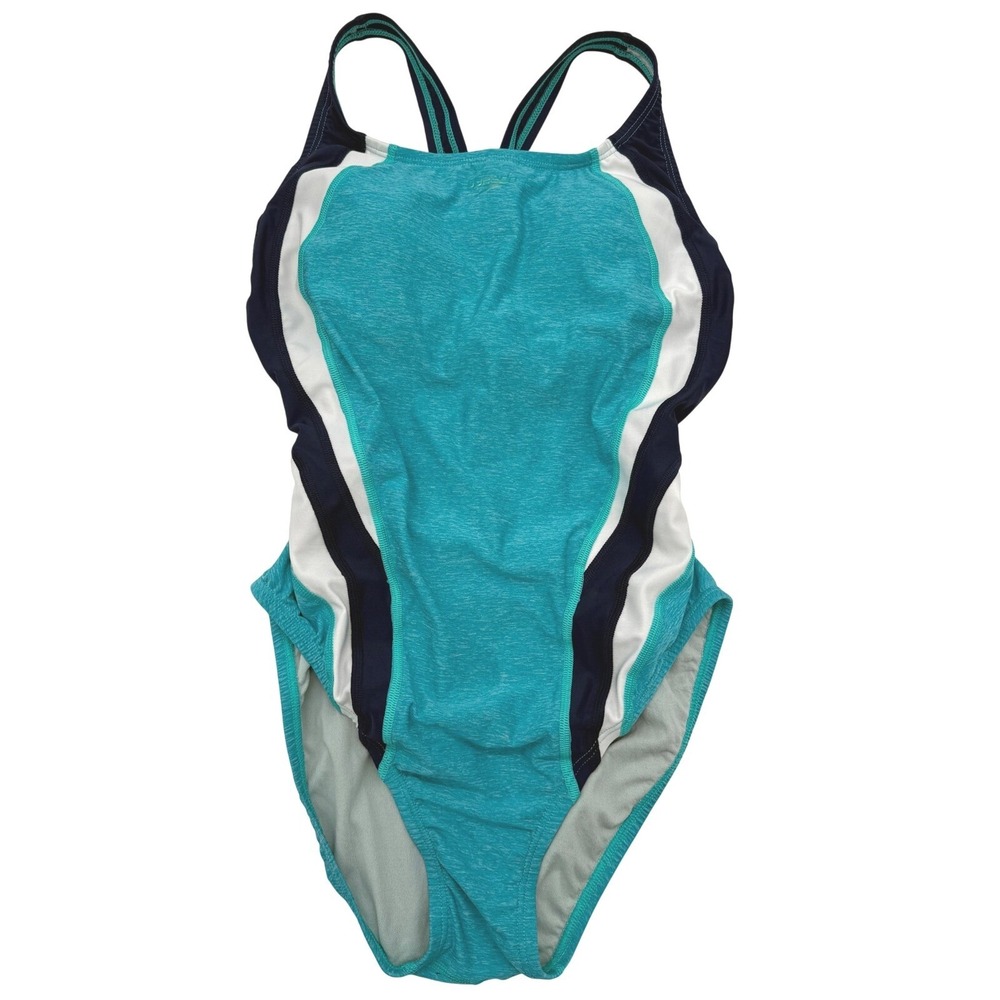 Speedo Teal, Navy & White One-Piece Swimsuit